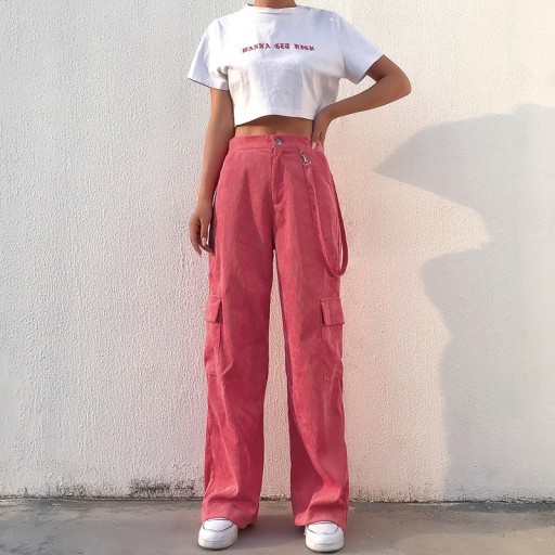 Pantaloni cargo da donna rosa