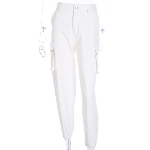 Pantaloni cargo pentru femei albi