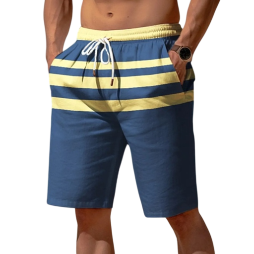 Pantaloni corti estivi da uomo a righe traspiranti Materiale leggero Comfort da spiaggia Coulisse Taglio ampio Abbigliamento estivo alla moda per le vacanze
