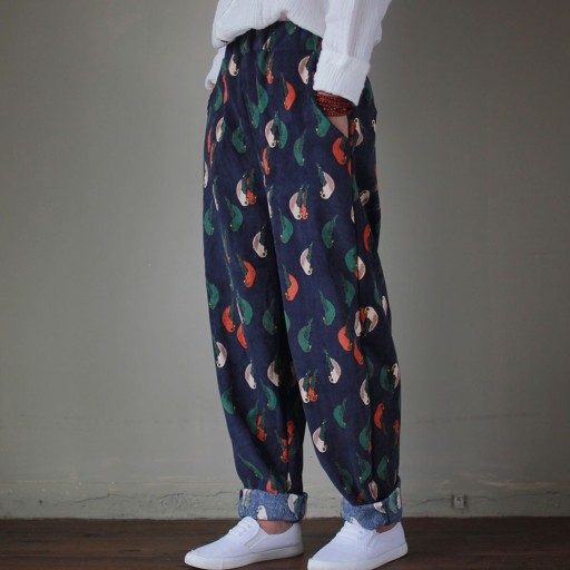 Pantaloni da donna con motivo di uccelli