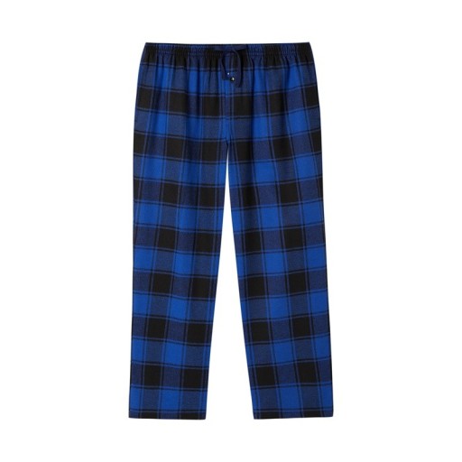Pantaloni da pigiama da uomo lunghi a motivo scozzese con vita elastica in cotone e poliestere per un sonno confortevole e uso domestico
