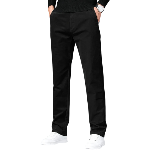 Pantaloni de bărbați eleganți cu buzunare, uni, tăietură dreaptă, BUMBAC SPANDEX, confortabili pentru bărbați la birou și la evenimente festive