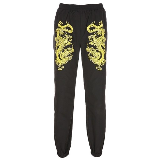Pantaloni de dama cu imprimeu dragon