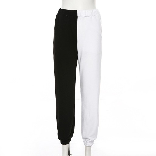 Pantaloni de jogging pentru femei alb-negru