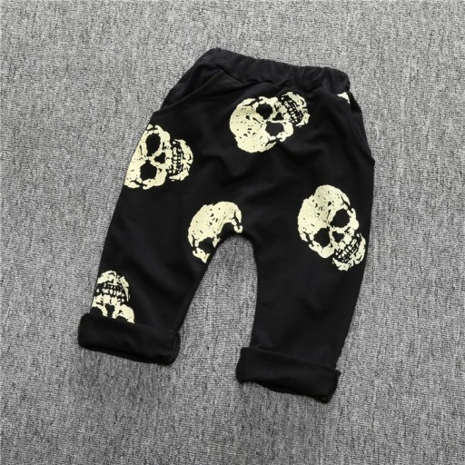 Pantaloni de trening pentru băieți cu imprimeu de craniu - Negru
