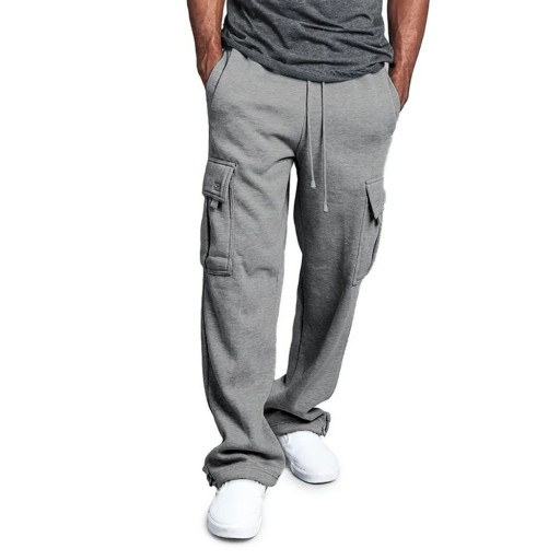Pantaloni de trening pentru bărbați cu buzunare multiple Croi drept Cordon Pantaloni sport confortabili Pantaloni de trening pentru timpul liber Modă masculină modernă
