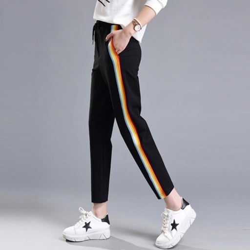 Pantaloni de trening pentru femei cu dungi colorate