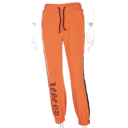 Pantaloni de trening portocalii de damă cu inscripție