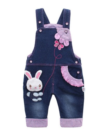 Pantaloni din denim pentru fete cu imprimeu de iepure