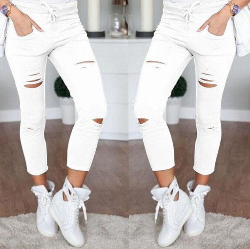 Pantaloni eleganti de dama cu gauri J828