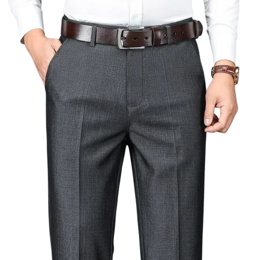 Pantaloni eleganți pentru bărbați cu buzunare, croi drept, uni, pantaloni stilați pentru bărbați pentru muncă, birou și evenimente festive