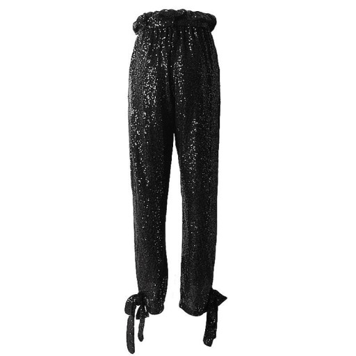 Pantaloni negri de dama cu paiete