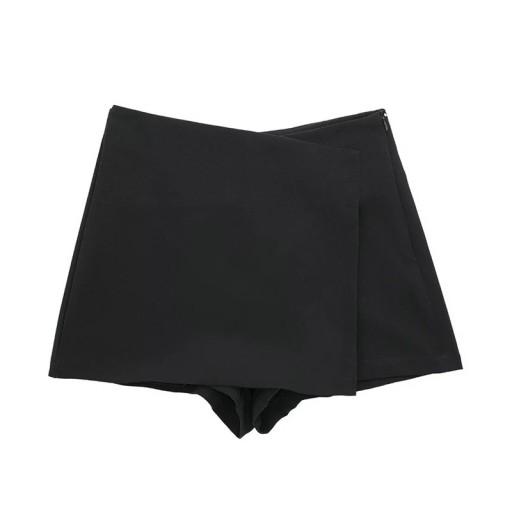 Pantaloni scurți asimetrici cu talie înaltă pentru femei, cu fermoar lateral, eleganți, de culoare solidă, vintage, scurți eleganți de vară, casual