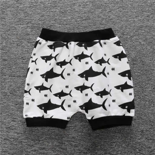 Pantaloni scurți băieți cu imprimeu rechin - Alb
