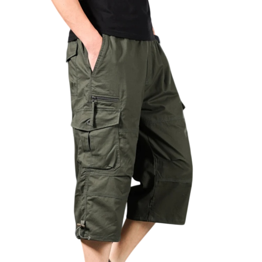 Pantaloni scurți cargo de vară pentru bărbați, sub genunchi, pantaloni scurți tactici largi, cu talie elastică, pantaloni scurți casual pentru exterior, cu buzunare, pentru fiecare zi