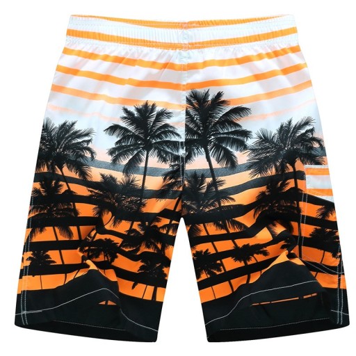 Pantaloni scurți de plajă pentru bărbați cu palmieri J2762