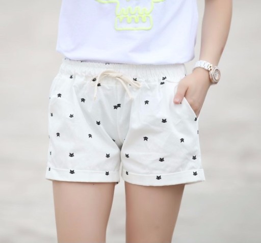 Pantaloni scurți de vară de damă cu pisici J3195