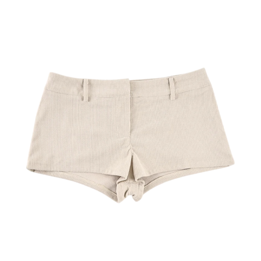 Pantaloni scurți din catifea pentru femei cu închidere cu fermoar și brâu scurt cu talie joasă