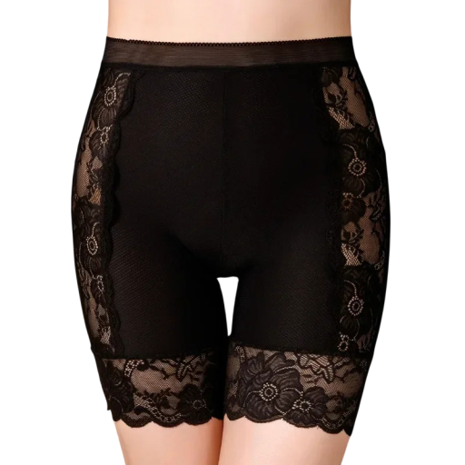Pantaloni scurți modelator pentru femei, fără cusături, cu dantelă pe laterale și talie elastică, tăieturi pentru sub fuste și rochii pentru uz cotidian
