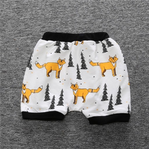 Pantaloni scurți pentru băieți cu imprimeu vulpe - Alb