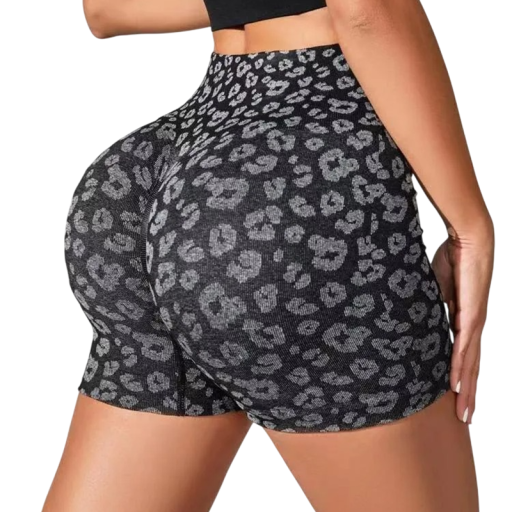 Pantaloni scurți pentru femei cu talie înaltă, elastic, cu model leopard, uni, din nylon, ușori, elastici, croi de vară