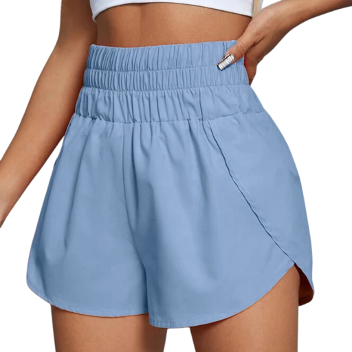 Pantaloni scurți sportivi pentru femei cu talie elastică înaltă și picioare largi, pantaloni scurți pentru alergare, exerciții, fitness și purtare zilnică