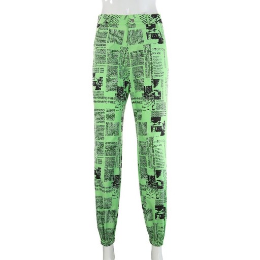 Pantaloni verzi de damă cu inscripții