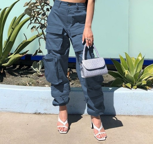 Pantalons cargo pour femmes bleus