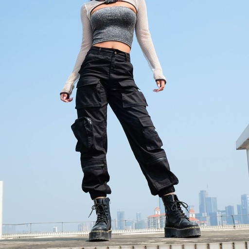 Pantalons cargo pour femmes noirs