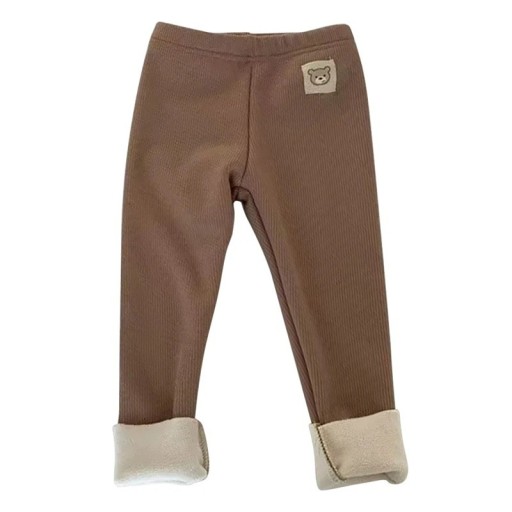 Pantalons d'hiver en peluche pour enfants Unisex Pantalons en polyester chauds avec taille élastique et adorable ours sur le côté