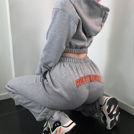 Pantalons de survêtement gris pour femmes avec inscription A372