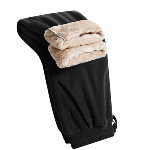 Pantalons de survêtement pour femmes avec doublure en fourrure intérieure à cordon en polyester et spandex unis, confortables, chauds, adaptés pour l'hiver