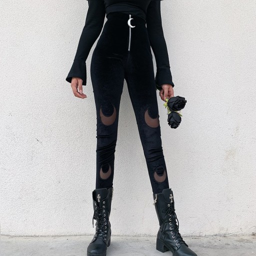Pantalons noirs pour femmes avec des lunes