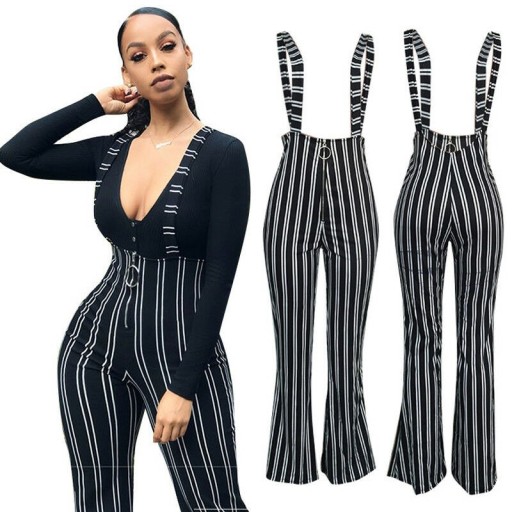 Pantalons rayés pour femmes avec bretelles