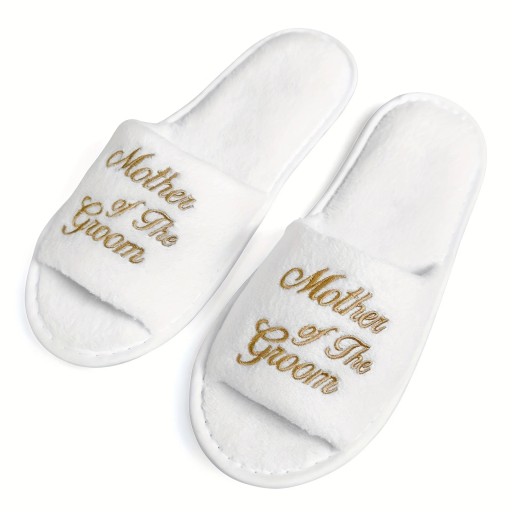 Pantufas de casamento para senhora com bordado Mãe do noivo Calçado leve e confortável para preparativos de casamento