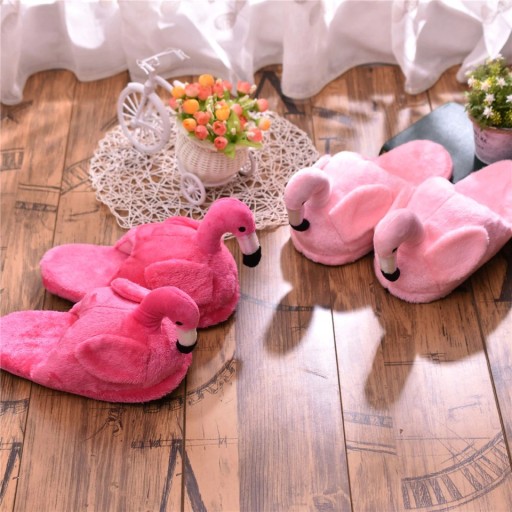 Pantufas de pelúcia para senhora - Flamingo