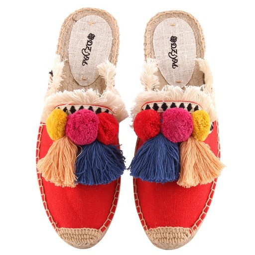 Pantufas femininas com franjas