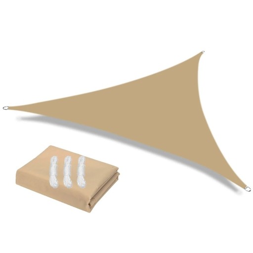 Pânză de soare triunghiulară impermeabilă 2x2x2m cu 98% filtru UV pentru terasă, grădină, umbrire exterioară, camping, fără accesorii