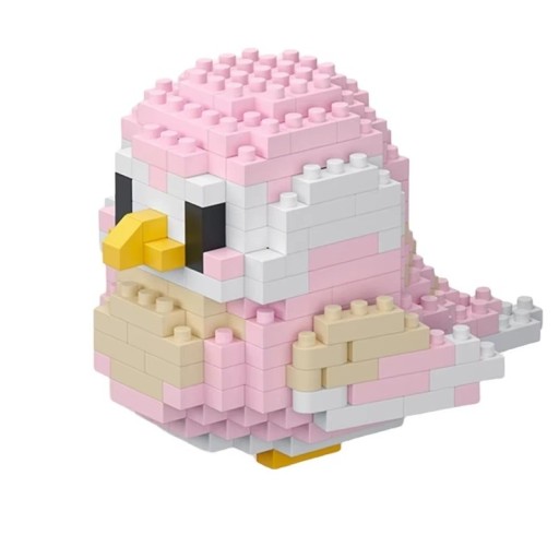 Papagaio tropical rosa 7.6 x 10 x 5.5 cm Blocos de construção micro mini Modelo de montagem 3D para amantes de aves Conjunto decorativo divertido e colorido