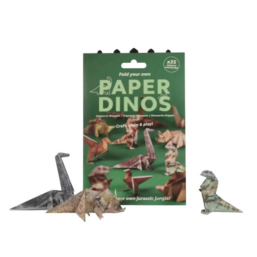 Paper 3D Origami Dinosaurs Set 50 Pieces Folding Paper Figures Green Decorations for Crafting, Table and Creative Play
