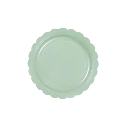 Paper Party Plates with Decorative Edge 17.8 cm Disposable Paper Tableware Sage Green 24 pcs for Weddings Birthdays and Celebrations