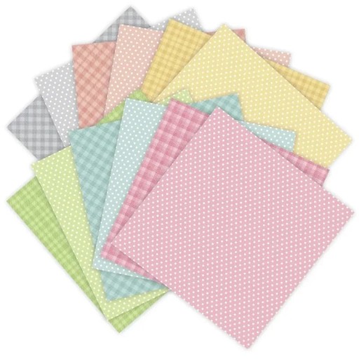Paper Squares for Origami and Scrapbooking 12 pcs 15.2 × 15.2 cm Dot and Check Pattern Paper for Making Cards and Decorations