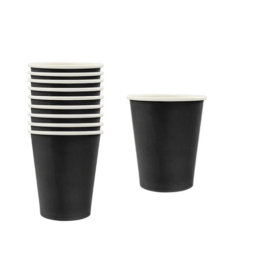 Papierbecher für Getränke 10 Stk 7,5 × 8,6 cm papierene Einwegbecher schwarze Becher für Getränke Party Feier Tischdekoration