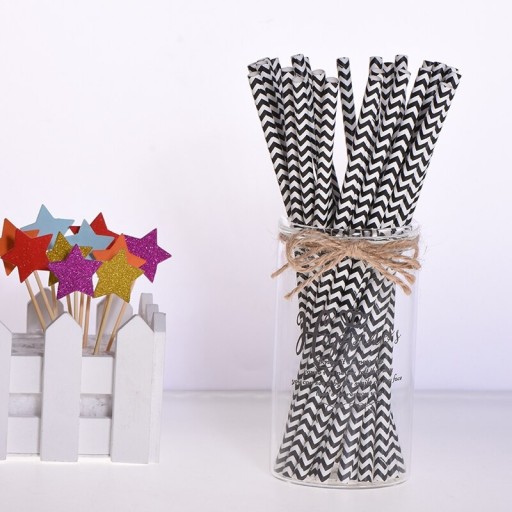 Papieren rietjes met patroon 25 stuks