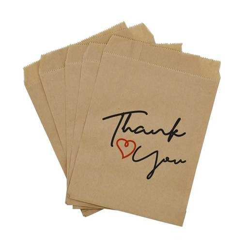 Papiergeschenktüten 25 Stück 13 x 18 cm Krafttüten mit dem Aufdruck Thank You Hochzeits- und Valentinstagsbeutel für Süßigkeiten hellbraun