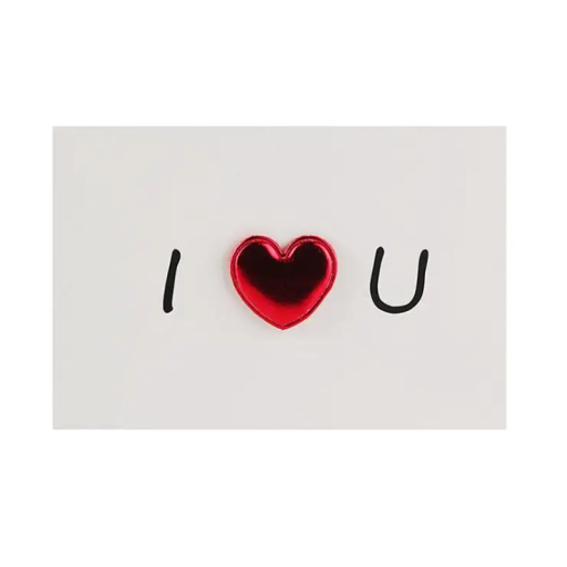 Papierowa kartka z czerwonym sercem i napisem "I ❤️ U" 10 x 15 cm Idealna na Walentynki i inne święta miłości