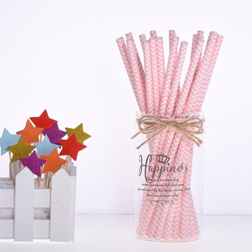 Papierstrohhalme mit Muster 25 Stk