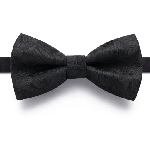 Papillon da uomo nero con motivo Elegante accessorio formale Taglia regolabile Per matrimoni balli feste Materiale di qualità Design elegante a motivo