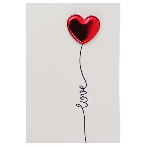 Papíralapú üdvözlőkártya piros szívvel és "love" felirattal 10 x 15 cm Elegáns üdvözlet Valentin-napra, születésnapokra vagy más alkalmakra