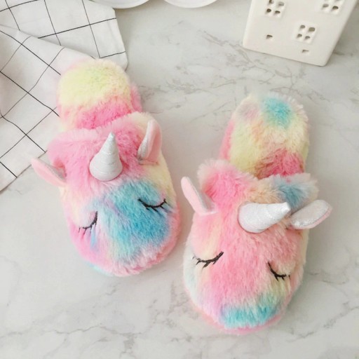 Papuci de casă pentru femei - Unicorn colorat